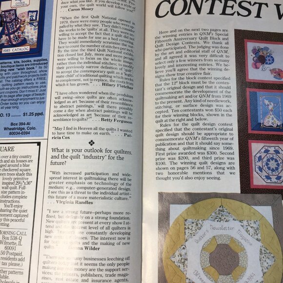 Quilters Newsletter Magazine Special 15th Anniversary Issue 1984 Tips Patterns - Picture 7 of 8